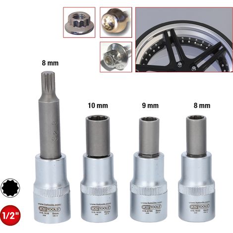 KS Tools OZ Spezial-Alu-Felgen-Stecknuss-Satz für mehrteilige OZ-Felgen, 4-tlg