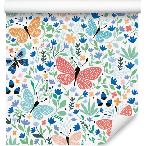 Papier peint papillons et fleurs pour salon et chambre 50x1000 cm (1/5)