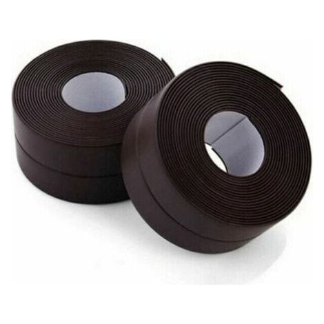 2 Rouleaux de bande d'étanchéité - Imperméable - PVC - Autocollante - Marron - Pour scellage mural, douche, toilette, cuisine, salle de bains (1/4)