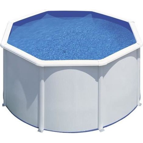 GRE – Piscine tubulaire hors-sol circulaire 240x120 – Paroi en tôle d'acier galvanisé – Échelle de sécurité incluse – Filtre à sable 4 m3/h
