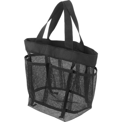 Capacity Black Mesh Shower Bag Portable with Wide Opening (1/5)