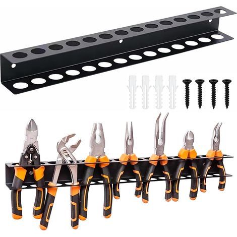 Porte Outils Mural 40cm 14 Trous, Trou ∅ 23mm, Support Porte Pinces avec Vis et Tubes D'expansion, pour Garage, Atelier et Salle À Outils, Modèle A (1/5)