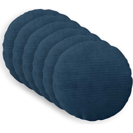 Kissenbezug 6 stk. HEERLEN Marineblau Ø 50 cm Cord vidaXL