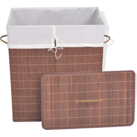 Maison Exclusive - Panier à linge rectangulaire Bambou Marron (1/5)
