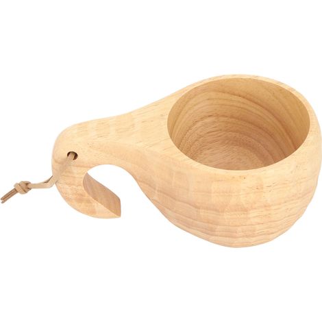 Tasse à café portable 200ml en bois d'hévéa, gobelet durable pour lait avec anse pour maison bureau voyage, motif tronc écaille de tortue (1/5)