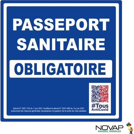 Panneau Pass sanitaire obligatoire - Rigide 200x200mm - 4220925