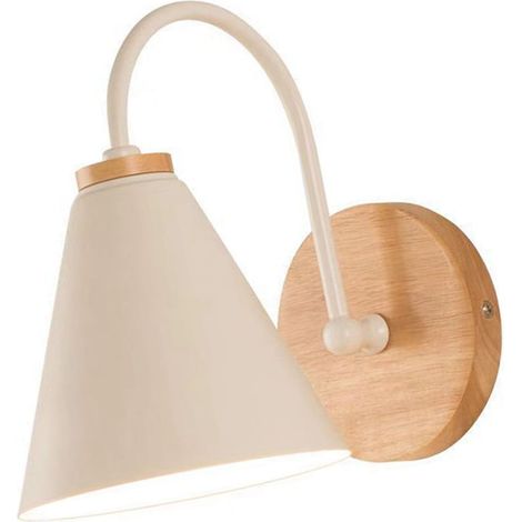 Applique murale de couloir avec abat-jour en fer, forme incurvée, idéale pour chambre, salon ou bureau (ampoule non incluse, blanche). (1/5)