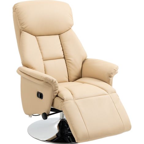 Fauteuil inclinable, fonction relax, aspect cuir, repose-pieds, jusqu'à 150 kg, 78 x 80 x 109 cm, beige