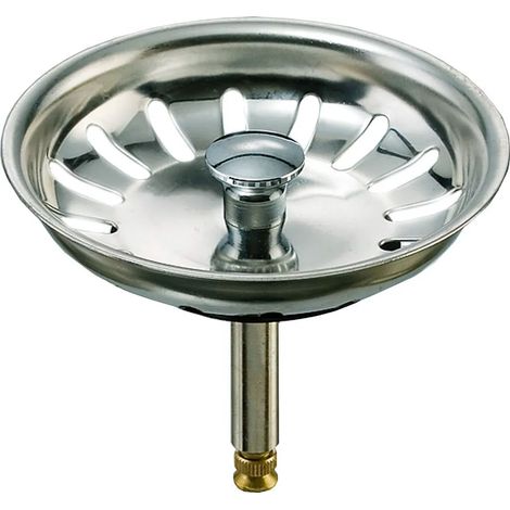 Panier-filtre universel 3,5 pouces (Ø81 mm), pour éviers à robinetterie excentrée / panier-filtre en acier inoxydable, robinetterie excentrée, chromé, Ø 8 x 48 - 69 mm (1/4)
