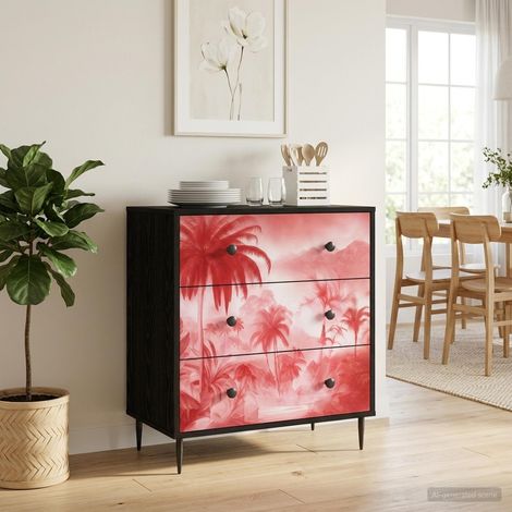 Cassettiera AACHEN Stampa di palme rosa 66 x 36,5 x 76 cm vidaXL (1/5)