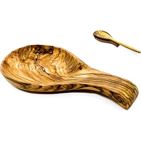 Repose-cuillère en Bois d'olivier, Repose Cuillère Cuisine, Pour Louches, Pinces, Spatule, Porte-cuillère Pour Cuisinière, pour Ranger Les Ustensiles de Cuisine(Bois d'olivier) (1/5)
