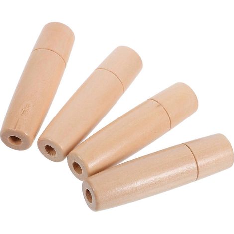 Poignées de barbecue en bois de rechange compatibles avec les outils de barbecue, en bois massif kaki, lot de 4. (1/5)