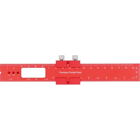 Regla de marcado de aluminio de alta precisión de 200 mm, herramienta portátil para trabajar la madera con tope móvil. (1/5)