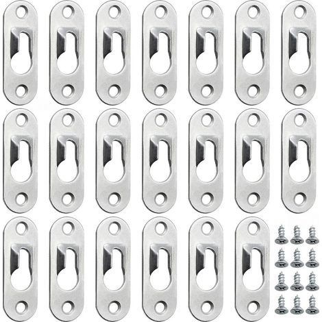 30 Pieces Metal Keyhole Hangers 45mm x 16mm with 60 Screws Keyhole Fasteners for Hanging Wall, Cabinet, Mirrors and Picture Frames - Silver (1/5)