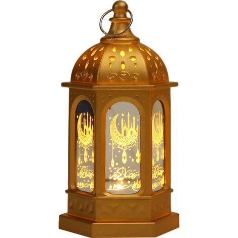 Ramadan-Laterne, elektronisches LED-Nachtlicht, dekorative Tischlampe für das Ramadan-Laternenfest, LED-Tischlampe für Eid Mubarak, goldenes Nachtlicht für die Inneneinrichtung.