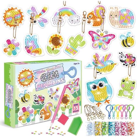 porte-clés DIY peinture diamant animaux kit décoration cristal pour enfants 15 (1/5)