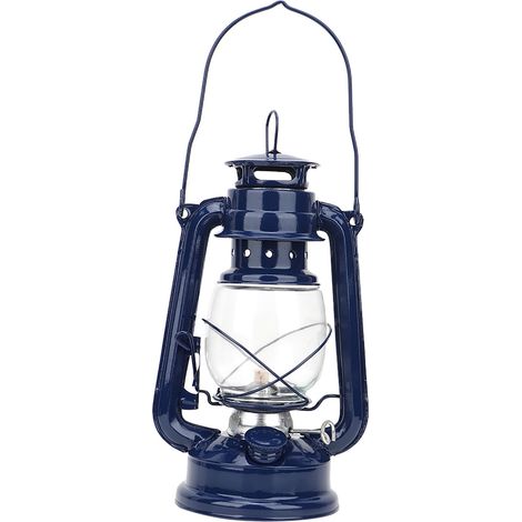 Lanterne à pétrole vintage en fer bleue - Décoration pour fête, pub ou cadeau original (1/5)