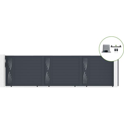 Portail coulissant 6m VELETA H.160cm alu + motorisation RANGER C300 (1/5)