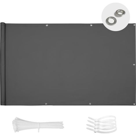 Brise Vue Balcon 90x100cm Imperméable Cache Vue Balcon Protection UV Opaque Résistant aux Contre Vent avec Trous et Serre Câbles pour Exterieur Terrasse-Anthracite (1/5)