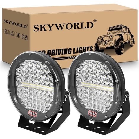 2Pcs Phare de Travail LED, Noir 9 Pouces 23cm 294W Rond Rampe Lampe LED 12V 24V, Spotlight Feux de travail pour Offroad Véhicule Voiture Camion SUV ATV 4x4 Bateau, 6000K Blanc (1/5)