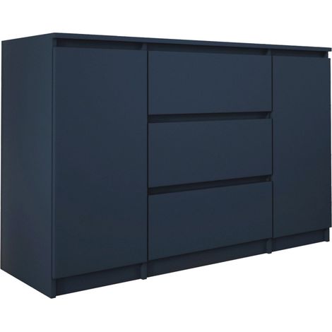 Commode 2 portes 3 tiroirs, 120 x 78 x 39 cm, couleur: marine (1/5)