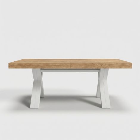 Tavolo allungabile design 18 persone base bianca 160/410x90 Copenaghen - Rovere