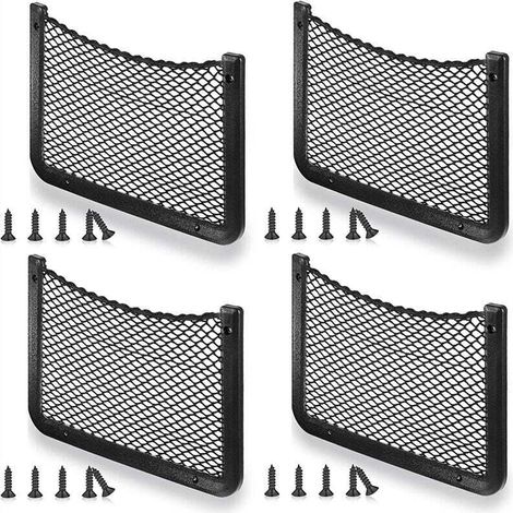 Filet Rangement pour Voiture 4 PCS, Organisateurs Rangement Coffre 36 18CM, Multifonctionnel Sac Pocket Organizer de Voiture pour Ustensiles, Camping-Cars, Bateaux, Maison (avec Vis)