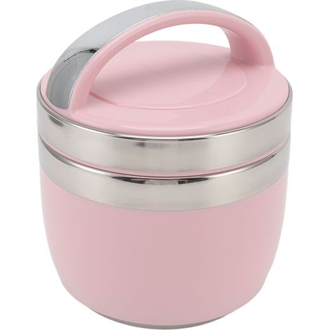 1.5L Boîte à repas isotherme sous vide, récipient alimentaire en acier inoxydable 304, bento portable rose pour étudiant et employé de bureau (1/5)