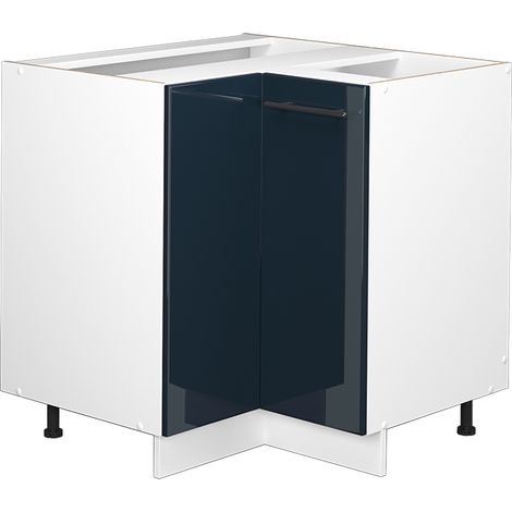 Mobile ad angolo cucina Fame-Line, Blu scuro lucido, 80.5 cm senza piano di lavoro, Vicco