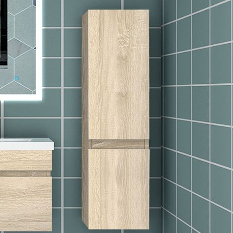 Ducha Casa  Armario de baño Armario auxiliar, armario de pared,30 x 30 x 110 cm, diseño moderno,color roble. (1/5)