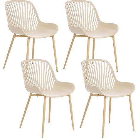 Set of 4 Dining Chairs KLEVE Beige (1/5)