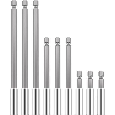 9 pcs Embout Hexagonal Foret Magnétique, 1/4", Porte-Rallonge pour Foret Extension de Vissage, 5cm/10cm/15cm (1/5)
