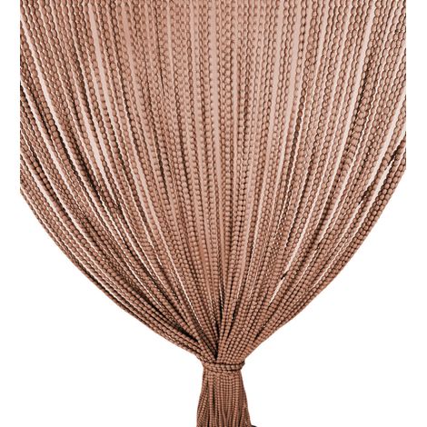 Tenda Mariel Soffice a Perline in Stoffa Anti Insetti e Antirumore - Modificabile - Colore Marrone Cm. 100x220