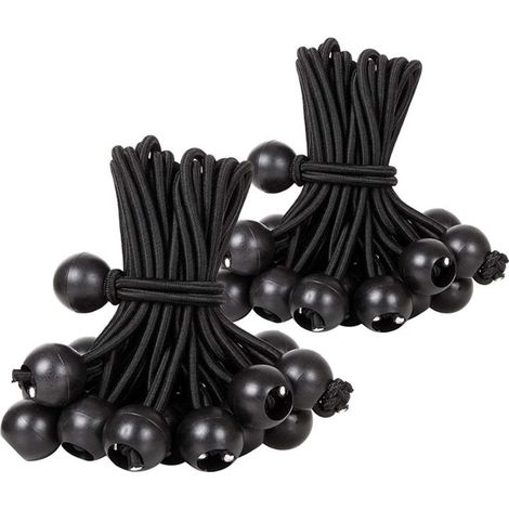 Cordon élastique à boule, cordon élastique noir, cordon élastique pour auvent, bâche, camping, tente, rideaux, harnais d'extension (30 pièces noires 300 mm) (1/5)