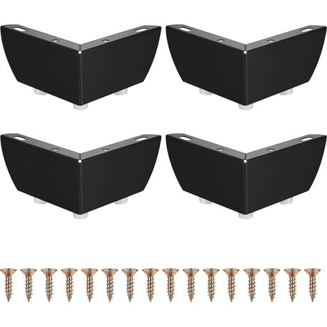 4 Pièces Pieds de Meubles 5.5 cm Pied Meuble, Pied de Table, Pieds Armoire en Métal, Jambes de Table en Forme de Triangle, Pied pour Meuble Canapé Placard Armoires Cuisine, Noir (1/5)