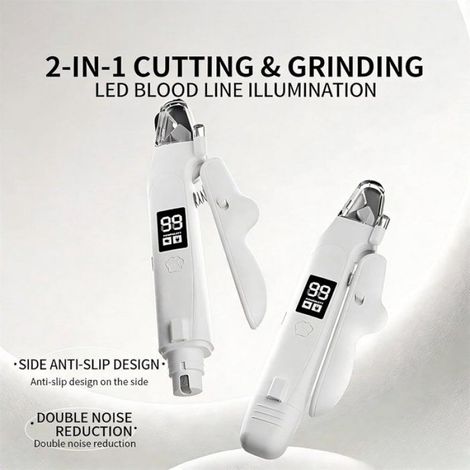 Nageltrimmer - 2-en-1 Électrique Cisaille et Lime - Rechargeable - Silencieux - Pour Chiens et Chats (1/5)