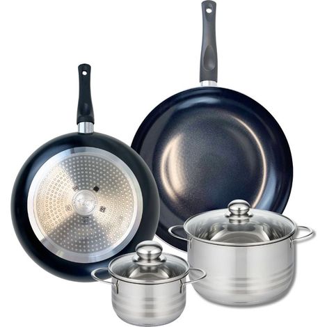 Ensemble de 2 Poêles de cuisson 28 et 32 cm et 2 faitouts 14 et 20 cm Elo Prima Brillant (1/5)