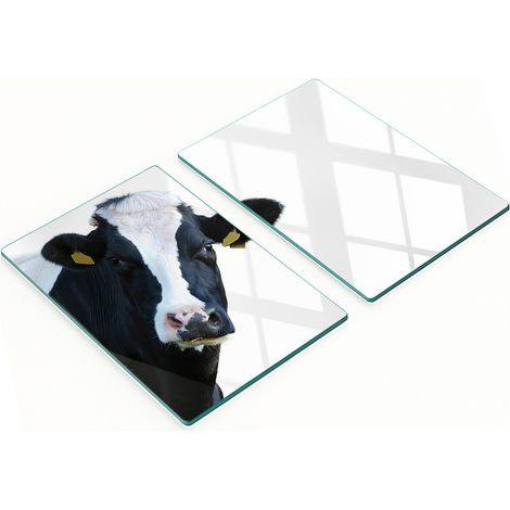 Set Küchenbretter aus gehärtetem Glas mit Kuhmotiven, 2 x 40 x 52 cm (1/5)