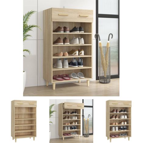 Schuhschrank für Schuhe - vidaXL Schuhschrank Sonoma-Eiche 60x35x105 cm Holzwerkstoff - Schuhschrank minimalistisch (1/5)