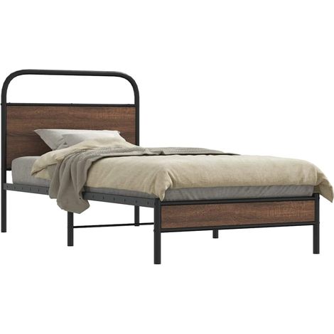 Bettgestell ohne Matratze 100x200 cm Braun Eichen-Optik