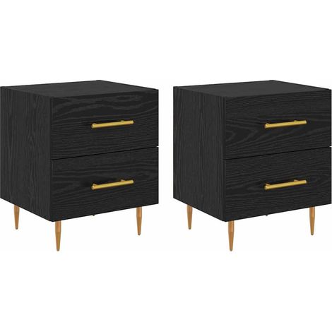 Maison Exclusive - Nachttisch 2 pcs Schwarz Eichen-Optik 40 x 35