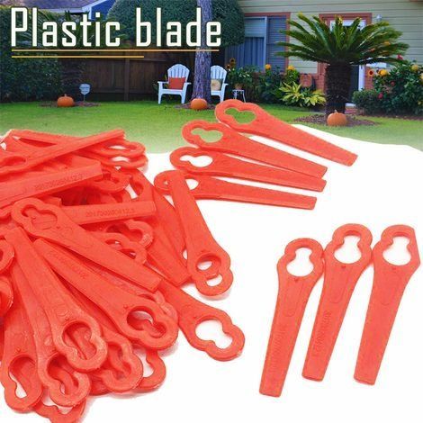 100 pezzi lame di ricambio in plastica per decespugliatore, lame per tosaerba a batteria, lame da taglio sostitutive per giardino e prato (L83 rosso 10×5mm) (1/2)