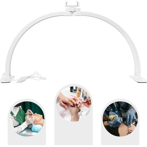 Lampe de table LED semi-circulaire réglable pour manucure, lampe en demi-lune de 38W pour les cils, lampe blanche pour manucure, Luminaire (1/5)