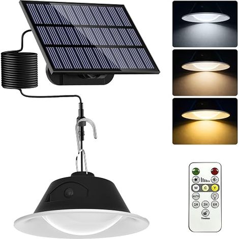 Outdoor Hanging Solar Light, 3 Colour Temperatures and 6 Brightness Levels with Remote Control, 5 Metres Cable for Garden, Balcony, Terrace, Garage, Indoor and Outdoor (1/5)