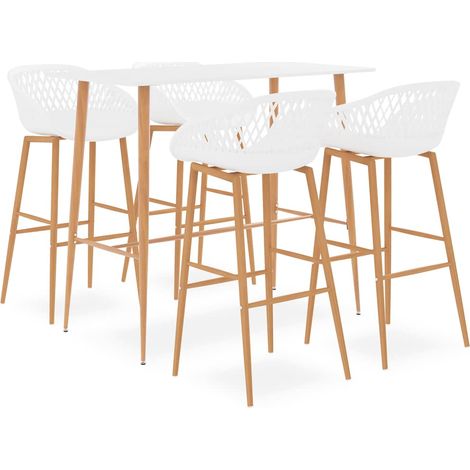 vidaXL 5 Piece Bar Set White (1/5)