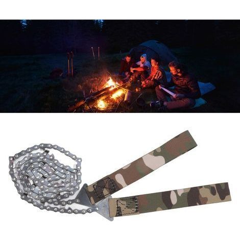 Tronçonneuse de Poche Portable avec Poignée en Paracorde 36 Pouces Dents Fines Scie Tirée à la Main Élagage Manuel Tronçonneuse Équipement de Survie Chaîne Pliante Scie à Main Outils de Jardin (1/5)
