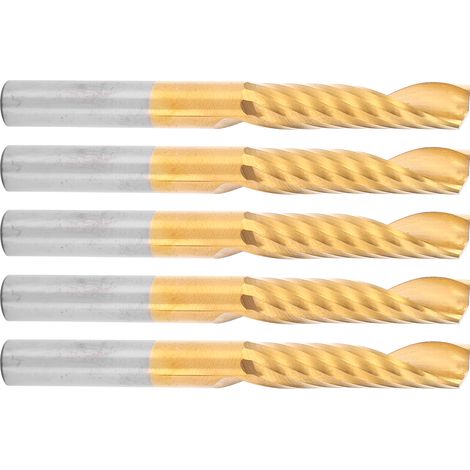 Set mit 5 HSS-Spiralfräsern für CNC-Fräsen, 6 x 28 x 60 mm (1/5)