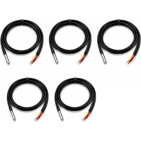 de Température Numériques en Acier Inoxydable, Sonde Température Étanche 1M, Sonde NTC 10K et Sonde PT1000, Plage de Mesure -55°C à 125°C, Câble Étanche en Acier Inoxydable (1/5)