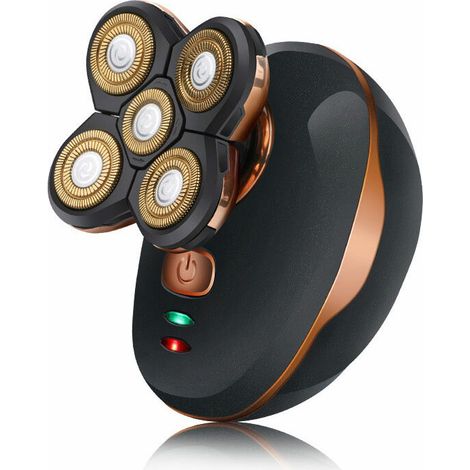 Rasoir électrique 5 têtes rasoir tête chauve cheveux barbe décapant tondeuse Rasoir électrique tête rasée machine à cinq têtes rechargeable étanche auto-assistant tête chauve rasoir noir (1/4)