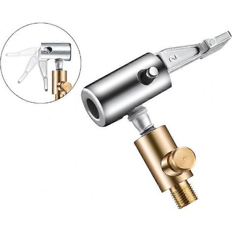 Embout de gonfleur de pneu de voiture, embout de pompe à vélo, embout de gonfleur à bille pour valve de pneu de voiture, compresseur d'air, pompe à vélo, adaptateur à clip en laiton pour valve de pneu (1/5)